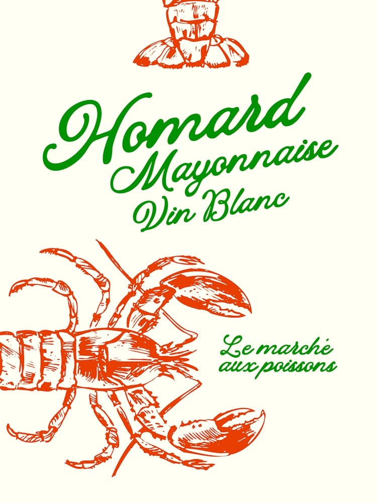 omard Mayonnaise Lobster Printable Poster, Kitchen Wall Art, Seafood Decoration, Gift Idea, Wall Decor