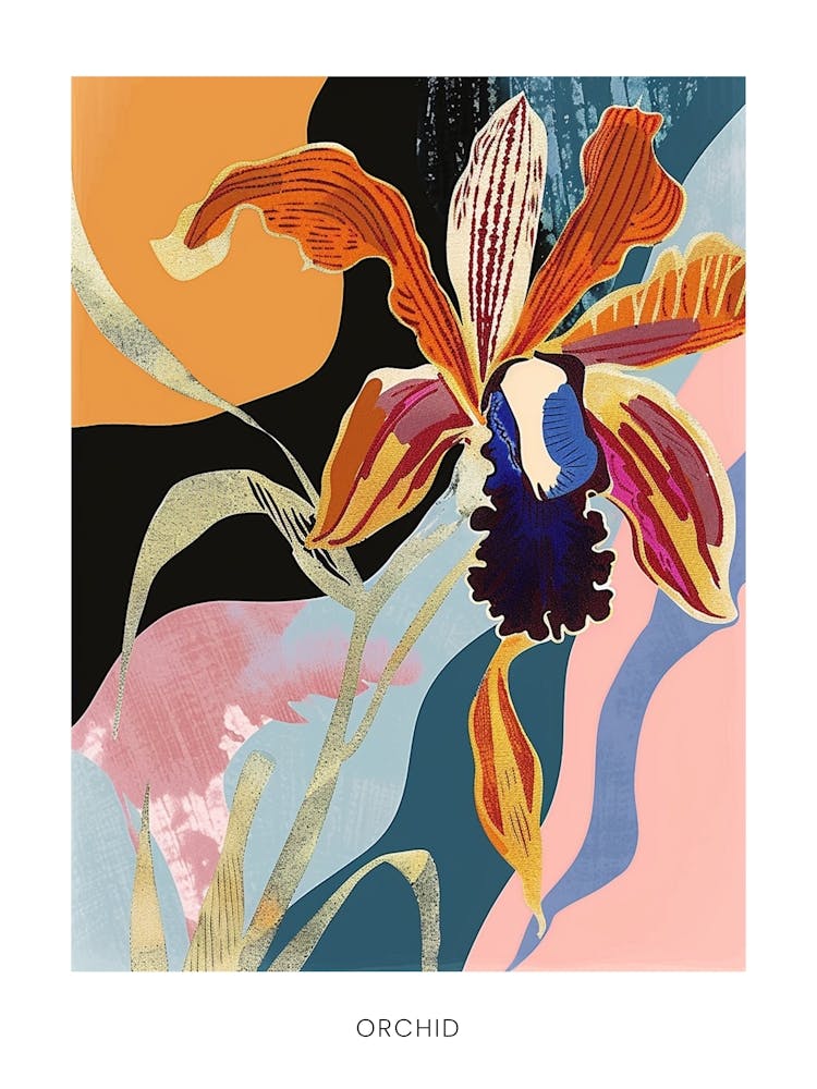 Colourful Flower Illustration Poster Orchid 3