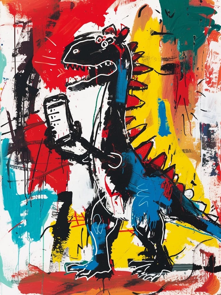 Abstract Graffiti Style Dinosaur On A Smart Phone 2