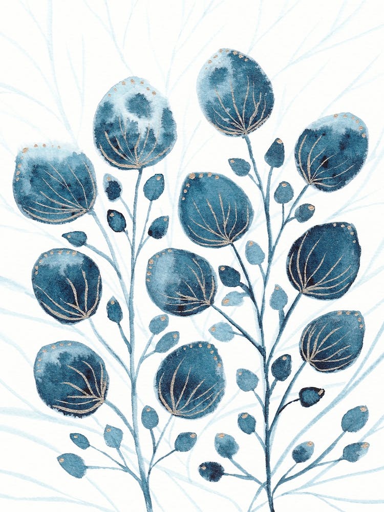 Indigo And Gold Floral 2