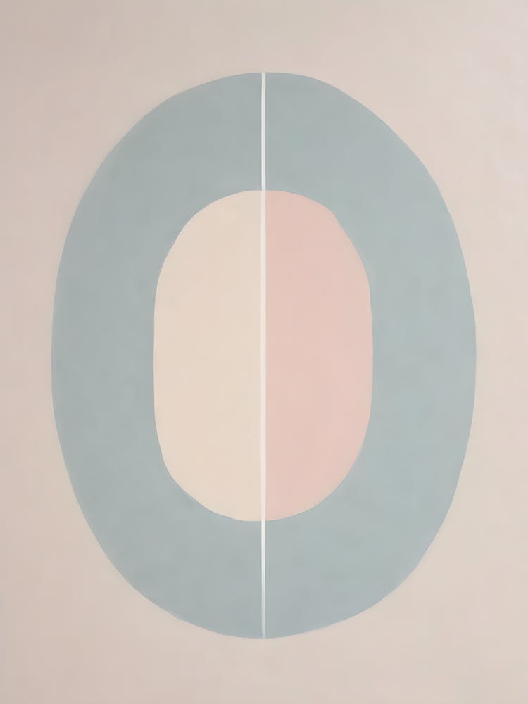 Whole - True Minimalist Calming Tranquil Pastel Colors of Pink, Grey And Neutral Tones Abstract Painting for a Peaceful New Home or Room Decor Circles Clean Lines Boho Chic Pale Retro Luxe Famous Peace Serenity