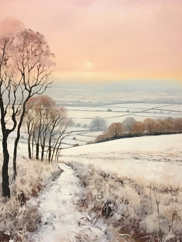 Dreamy Winter Painting The South Downs England 1