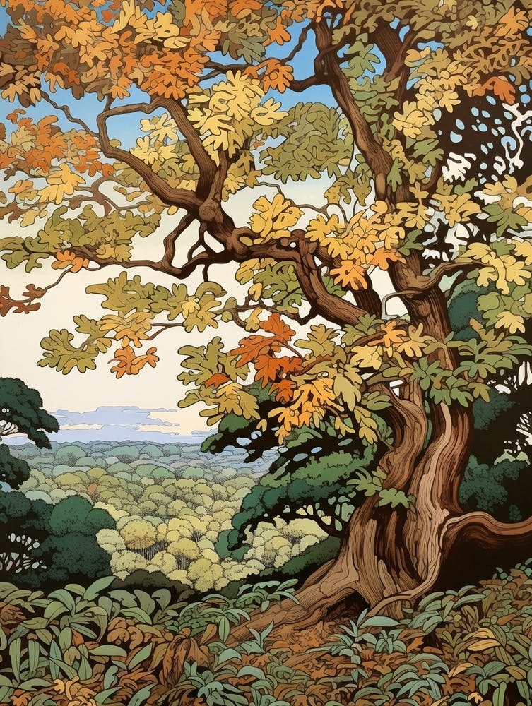 Horse Chestnut Vintage Autumn Tree Print