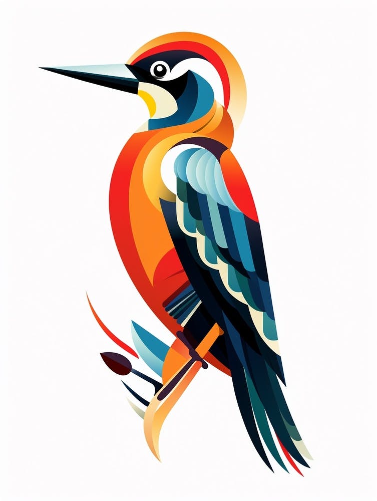 Colourful Geometric Bird Woodpecker 3