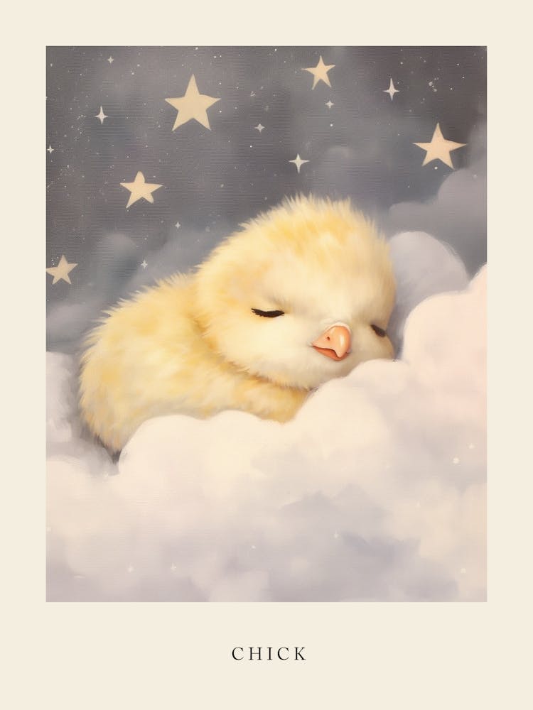 Sleeping Baby Chick 3 Nursery Poster