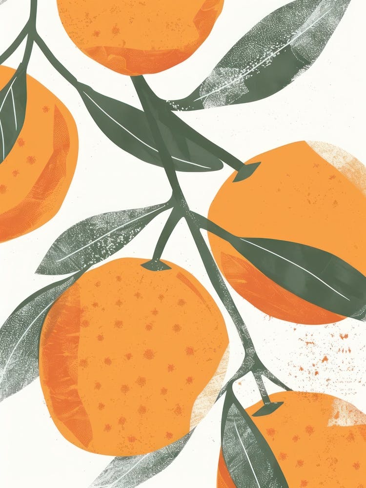 Tangerines Close Up Illustration 1