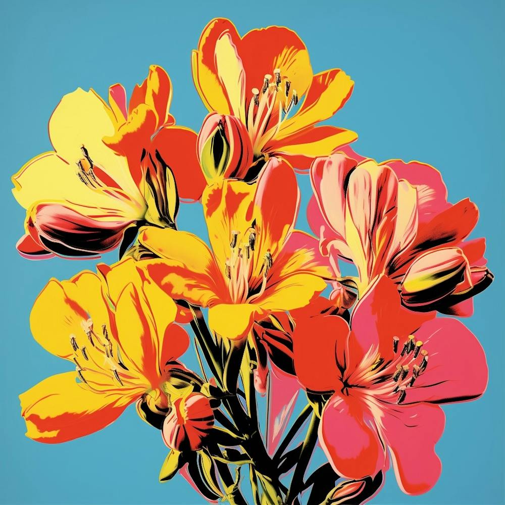 Andy Warhol Style Pop Art Flowers Freesia 1 Square