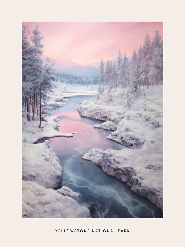 Dreamy Winter National Park Poster  Yellowstone National Park United States 3