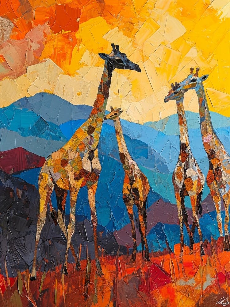 Abstrakt Geometrische Giraffenherde 2