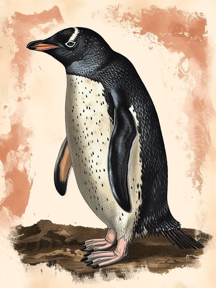 Adlie Penguin Bleaker Island Vintage Botanical Painting 4