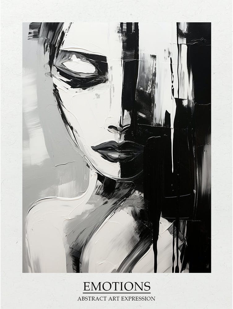 Emotions Abstract Black And White 2 Poster