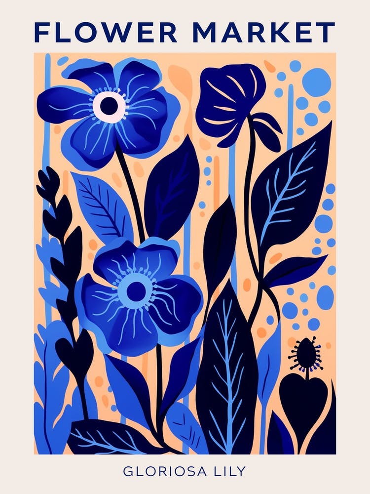 Blue Flower Market Poster Gloriosa Lily 3
