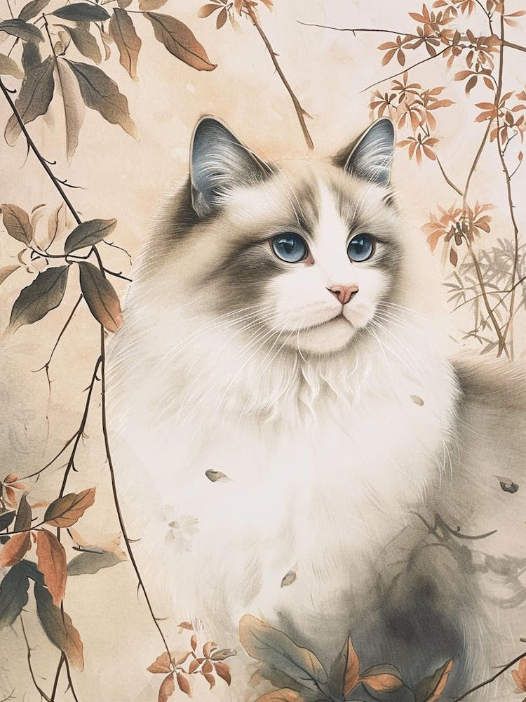 Ragdoll Cat Japanese Illustration 2