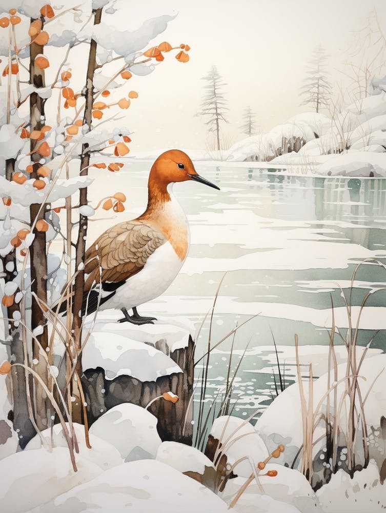 Winter Bird Painting Canvasback 1