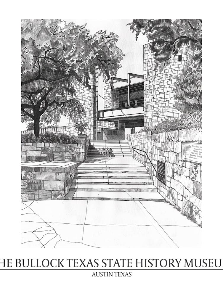 The Bullock Texas State History Museum Austin Texas Black And White Drawing 1 Poster