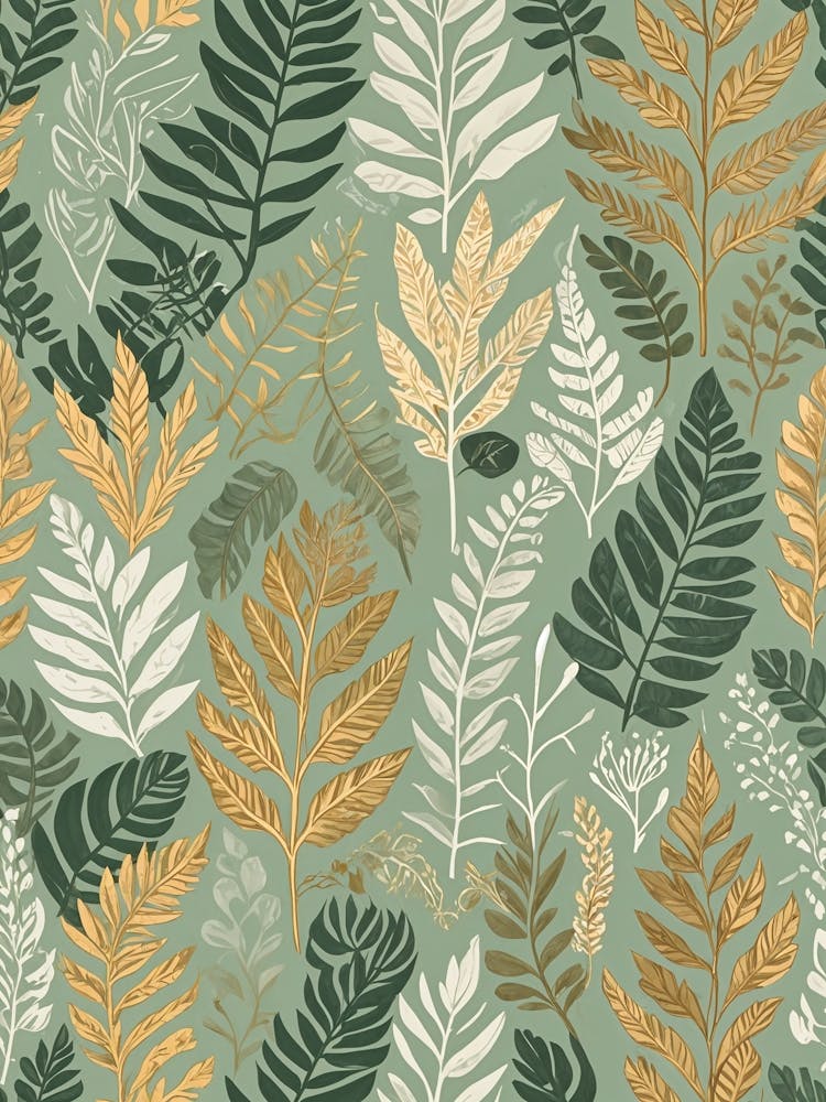 Golden Green Ferns no1