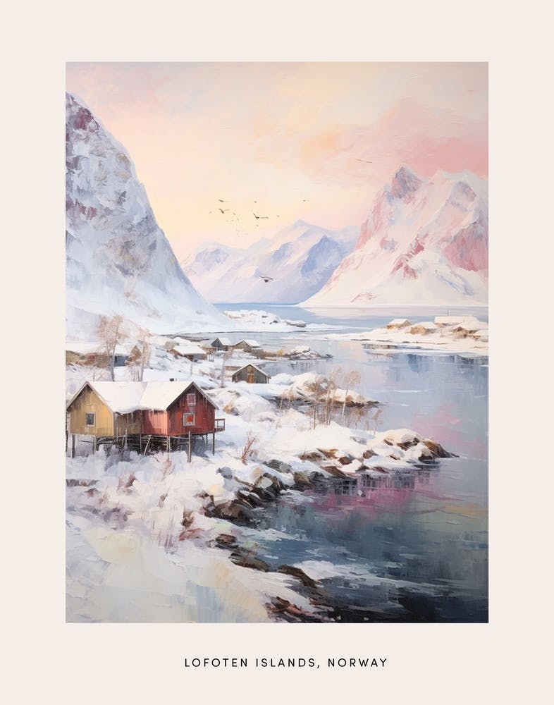 Dreamy Winter Painting Poster Lofoten Islands Norway 2