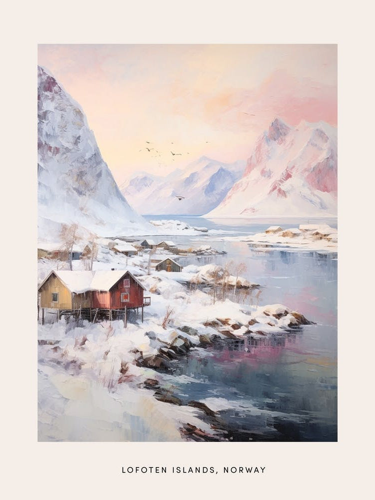 Dreamy Winter Painting Poster Lofoten Islands Norway 2