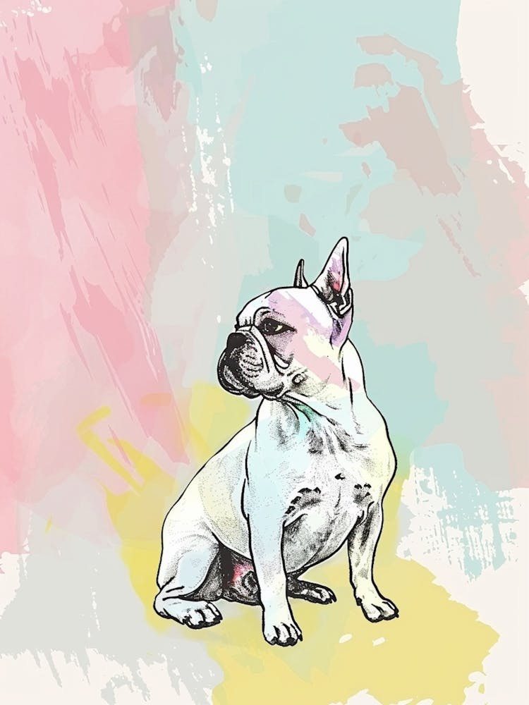 French Bulldog Pastel Watercolour Illustration