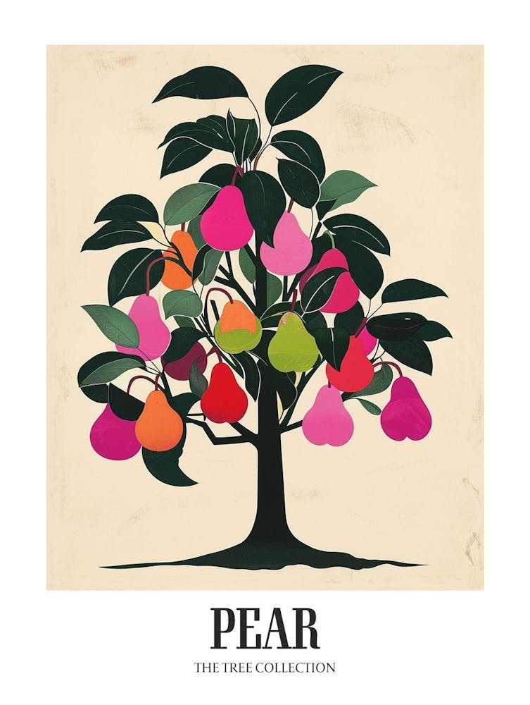 Pear Tree Colourful Illustration 3 Poster
