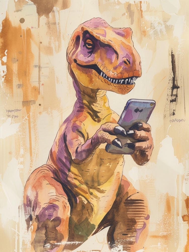 Dinosaur On A Mobile Phone 2