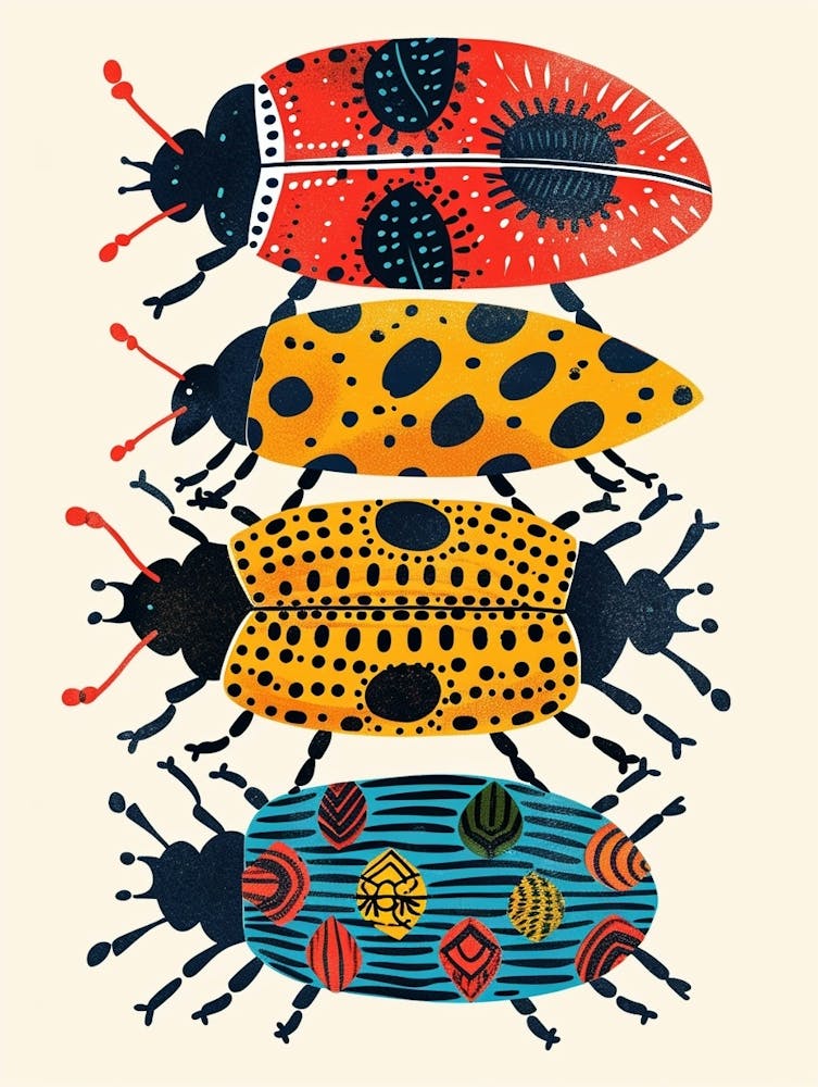 Bunte Insektenillustration Marienkäfer 1