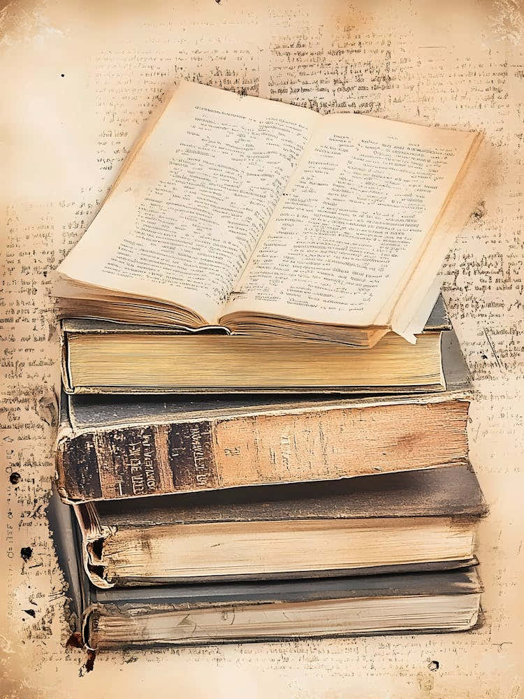 Old Books On A Grungy Background