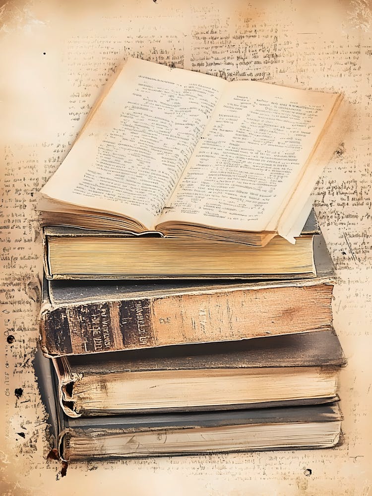 Old Books On A Grungy Background