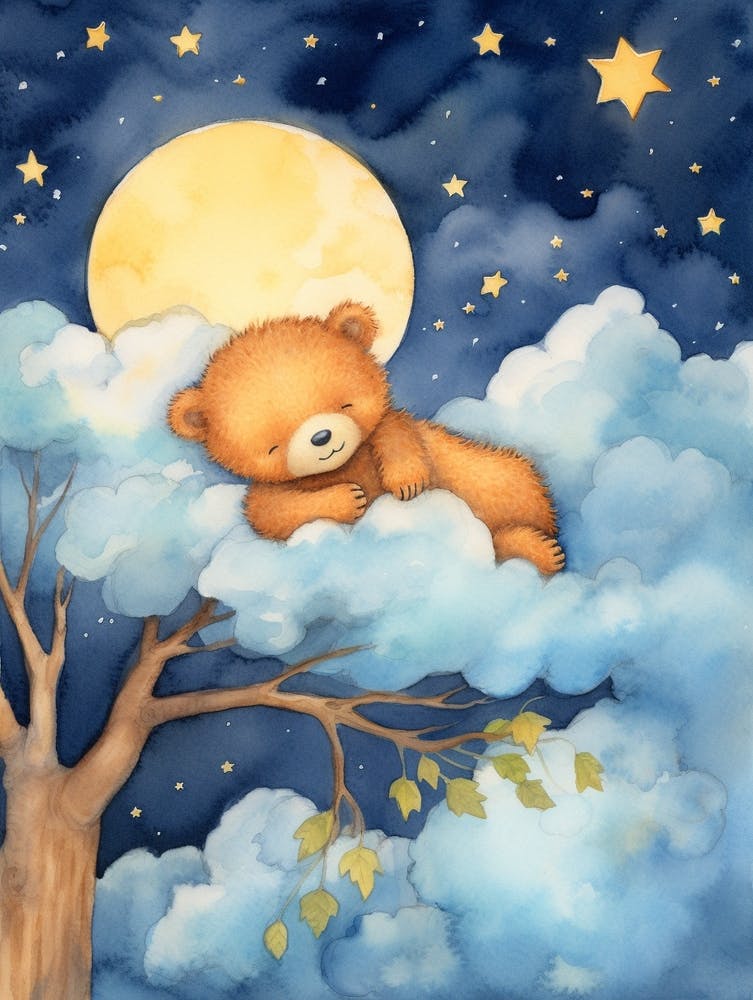 Baby Bear Cub 3 Sleeping In The Clouds