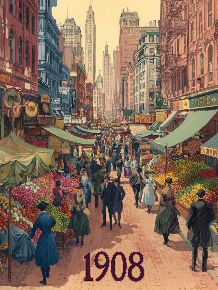 Aihrgdesign A Retro Poster Of A Bustling 1908 City Market Fea B9c9d0a2 7a7b 4808 B438 8aeca6fbe1c5 0