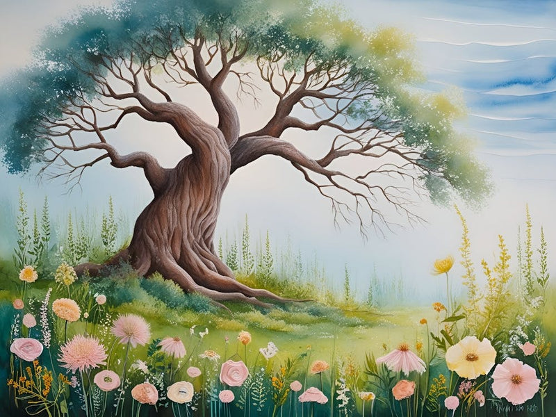 Tree And Flowers