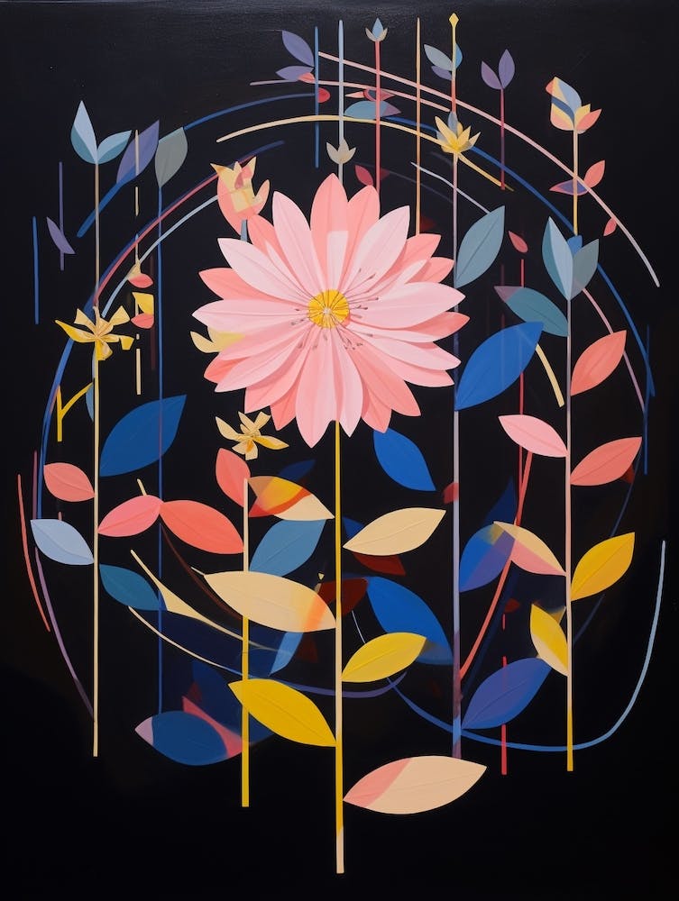Asters 4 - Von Hilma Af Klint inspirierte Blumenillustration