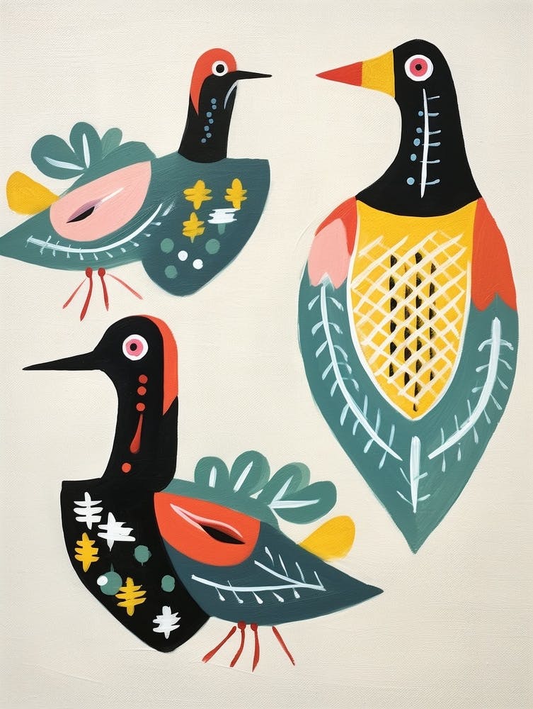Folk Style Bird Painting Canvasback 2