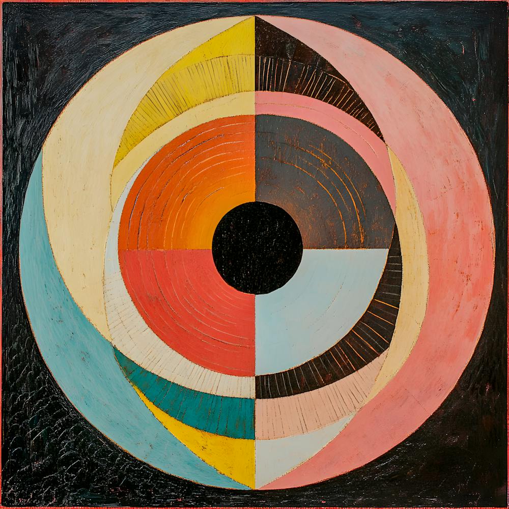 Lebendige geometrische Kreis-Kunst - Retro modernes abstraktes Gemälde