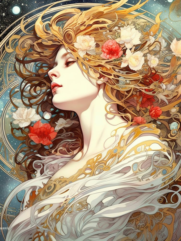 Stylish Art Nouvea With A Celestial Background