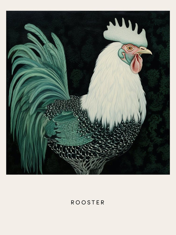 Ohara Koson Inspired Bird Painting Rooster 1 Poster