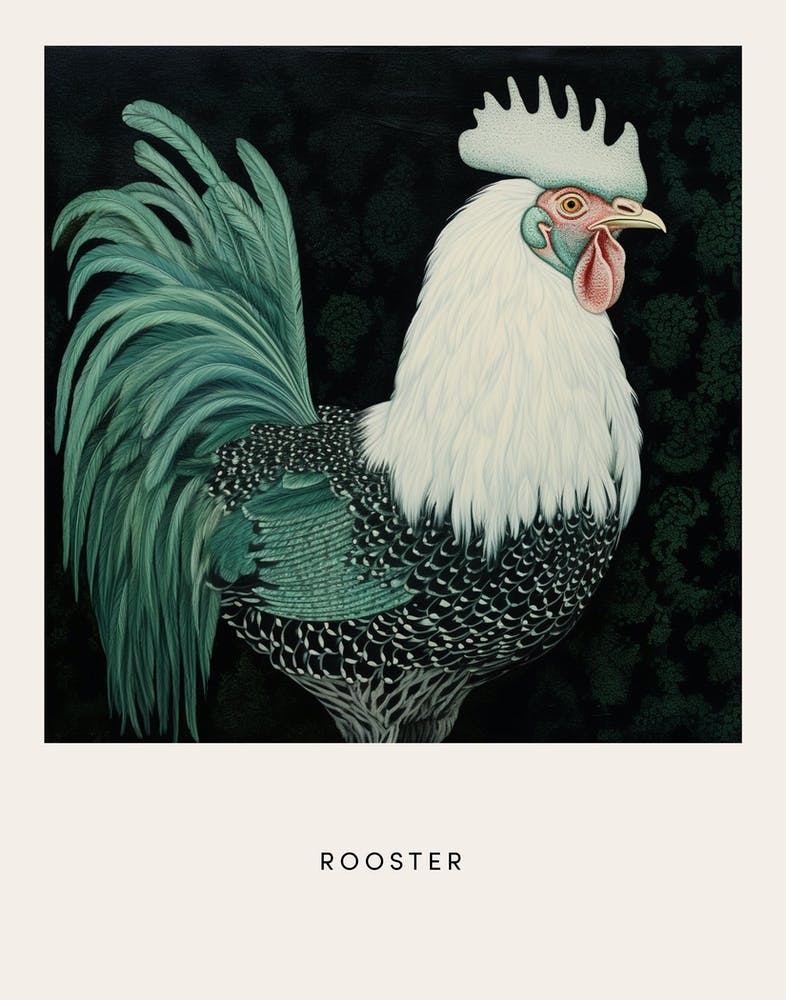 Ohara Koson Inspired Bird Painting Rooster 1 Poster