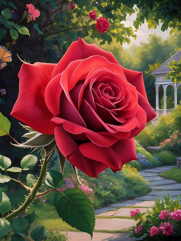 Red Rose In The Garden