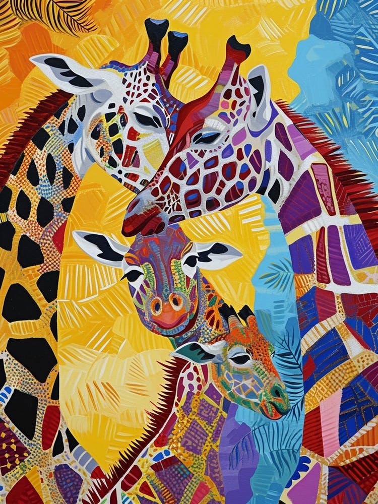 Colourful Giraffe Family 1