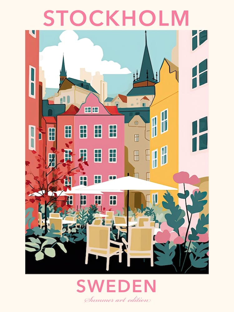 Stockholm, Sweden, Flat Pastels Tones Illustration 1 Poster