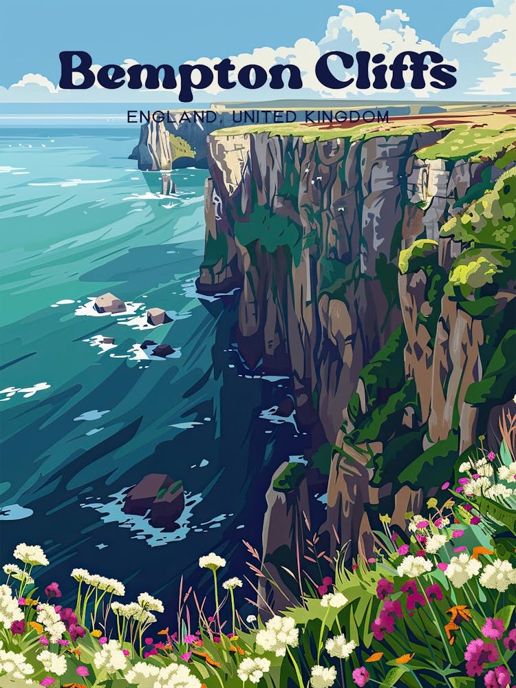 Bempton Cliffs England Beautiful Travel Art