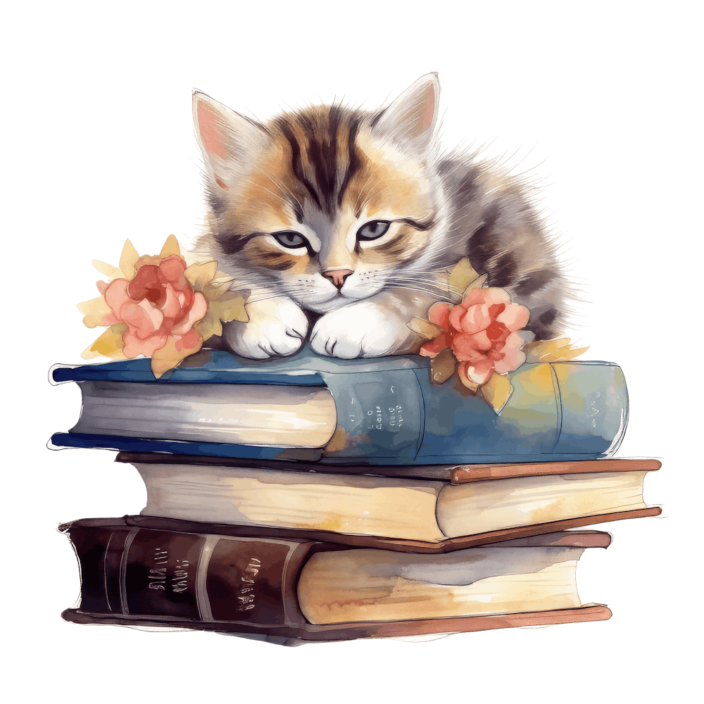 Cat Sleeping On Books 18