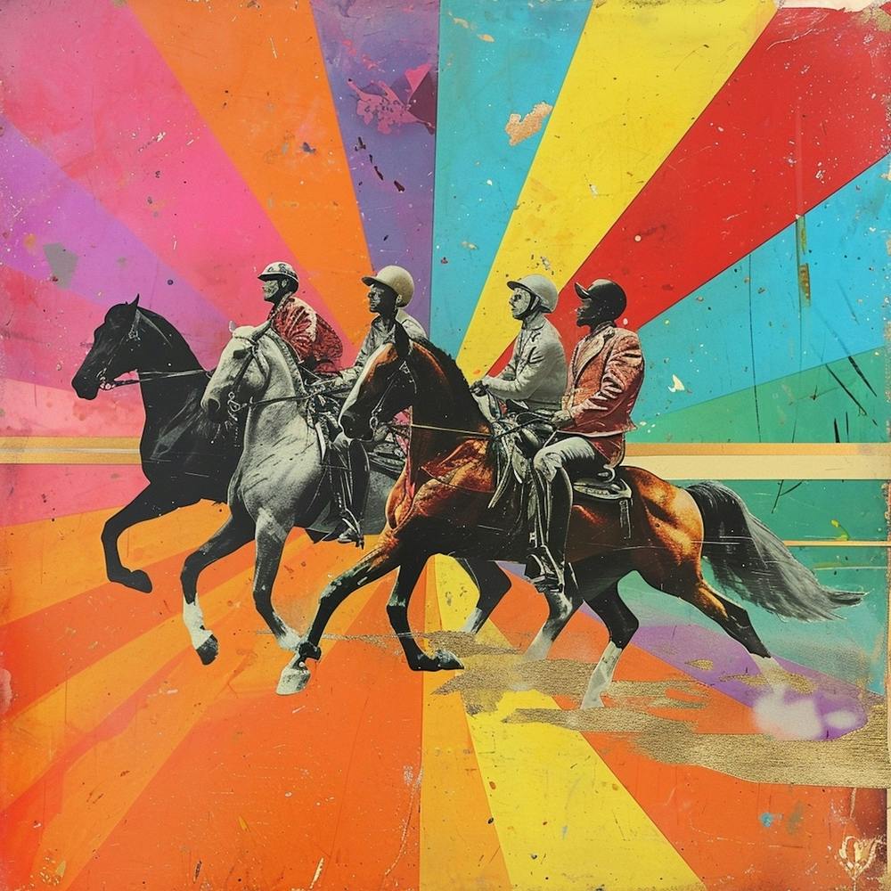Retro Horse Riding Collage