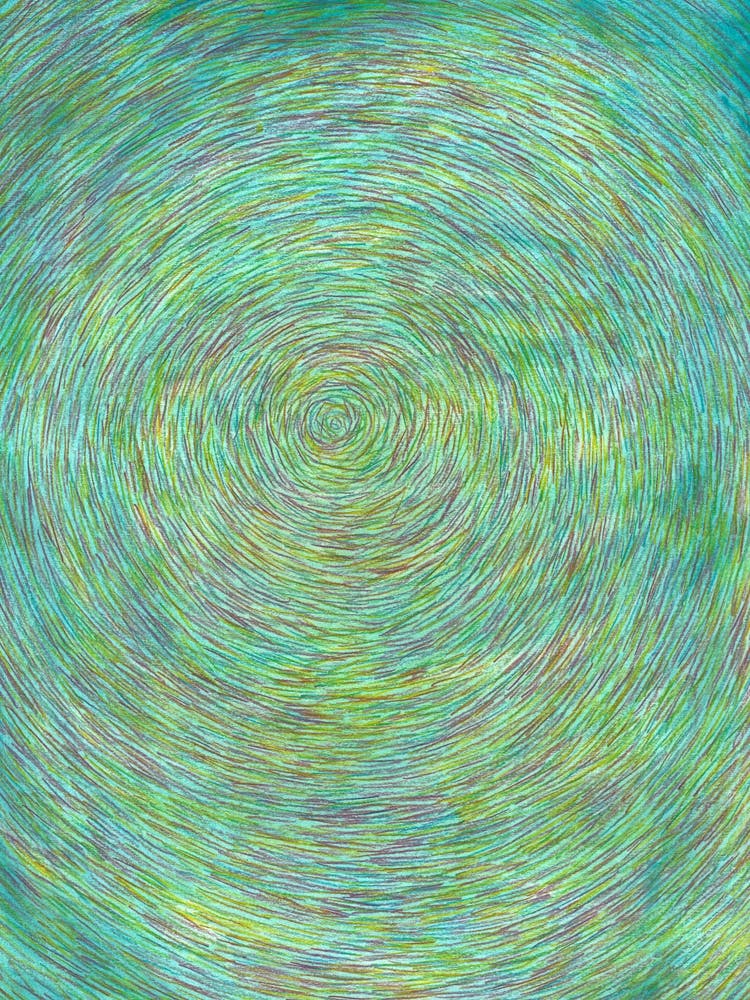 Green Water Spiral / Color pencil Stroks
