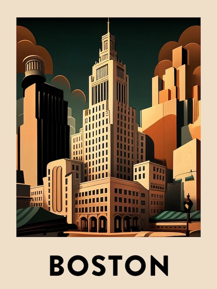 Boston 2 Vintage Travel Poster