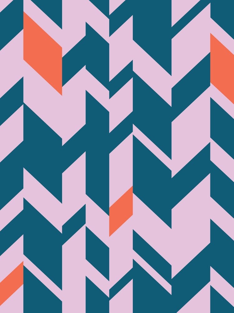 Bold Chevron Print - Teal, Pink, and Orange Geometric Design