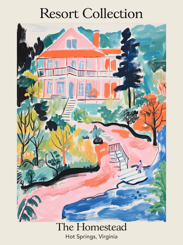 Poster Of The Homestead   Hot Springs, Virginia   Resort Collection Storybook Illustration 1