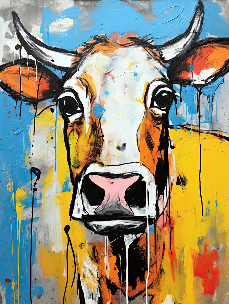 Cow in Basquiat Style