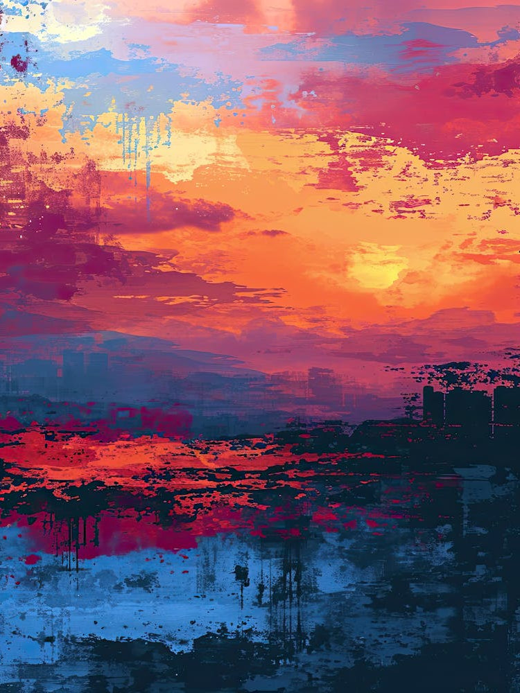 Abstract Sunset | Pixel Minimalism Art Series 2