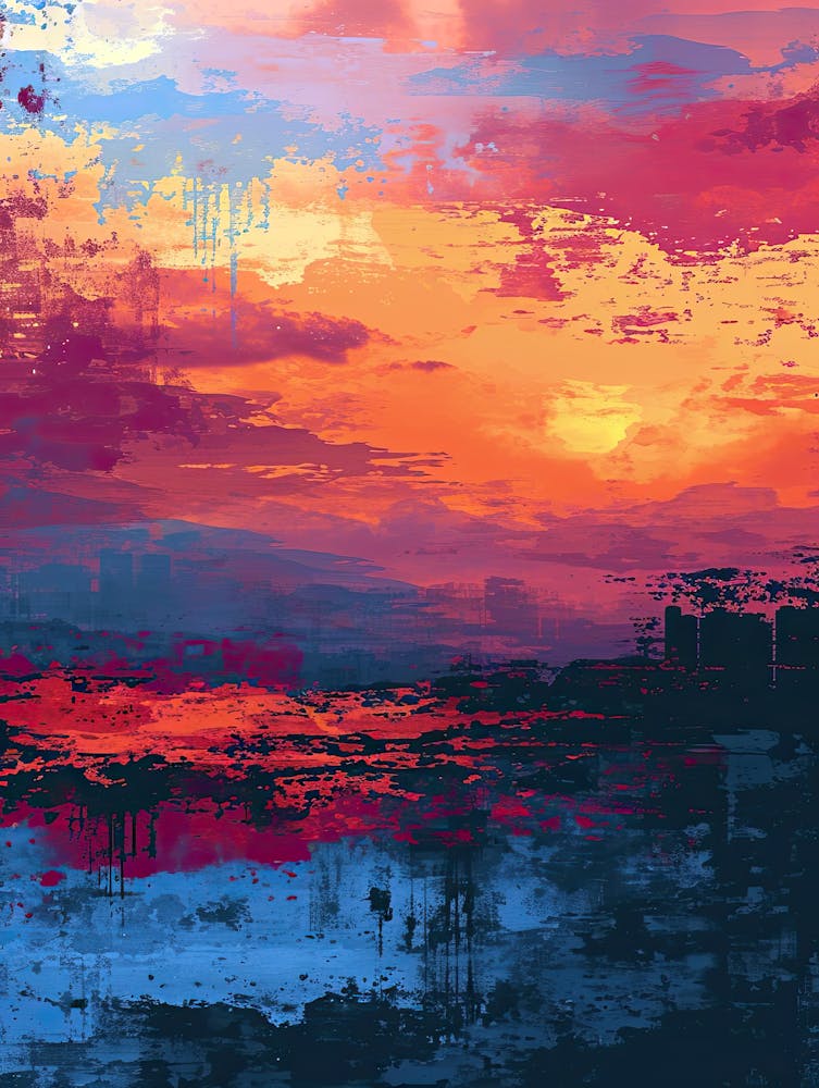 Abstract Sunset | Pixel Minimalism Art Series 2